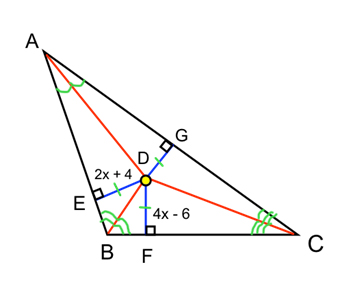 Properties of Triangles - Angle bisectors Worksheets